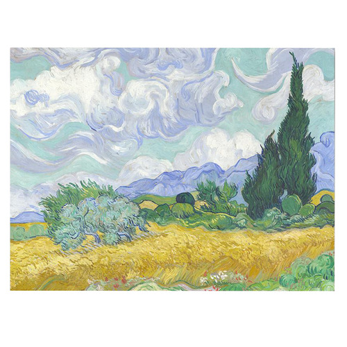 Lotus Fawn Wheatfield With Cypress By Van Gogh Stretched Canvas Wall